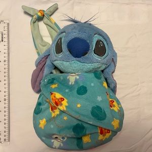 Disney, plush stitch baby with carrier